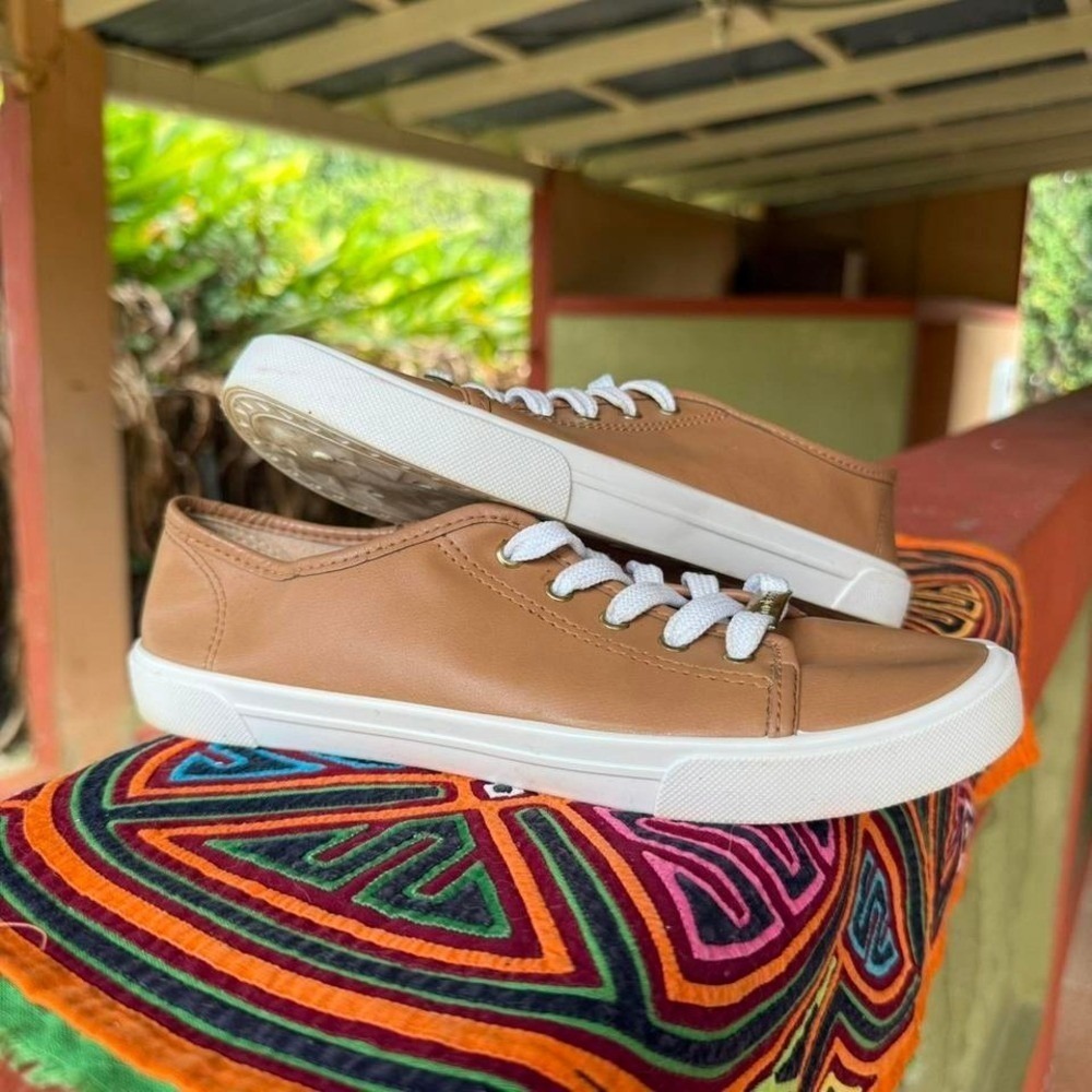 Moleca Brown Sneakers Womens Size 6 Made in Brazil Low Top‎ Lace Up Tan Shoes